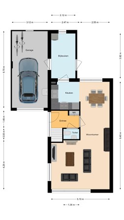 Plattegrond - Bijvank 53, 7681 ZB Vroomshoop - Begane grond.jpg